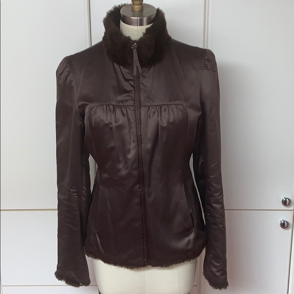 June Reversible Rabbit Fur Jacket - Chocolate - Picture 2 of 8